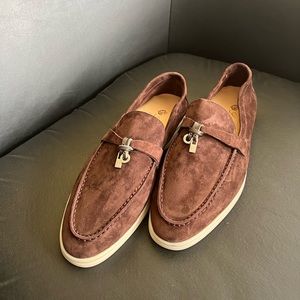 Loro Piana WOMEN'S Summer Charms Walk Suede SHOES In brown size 8